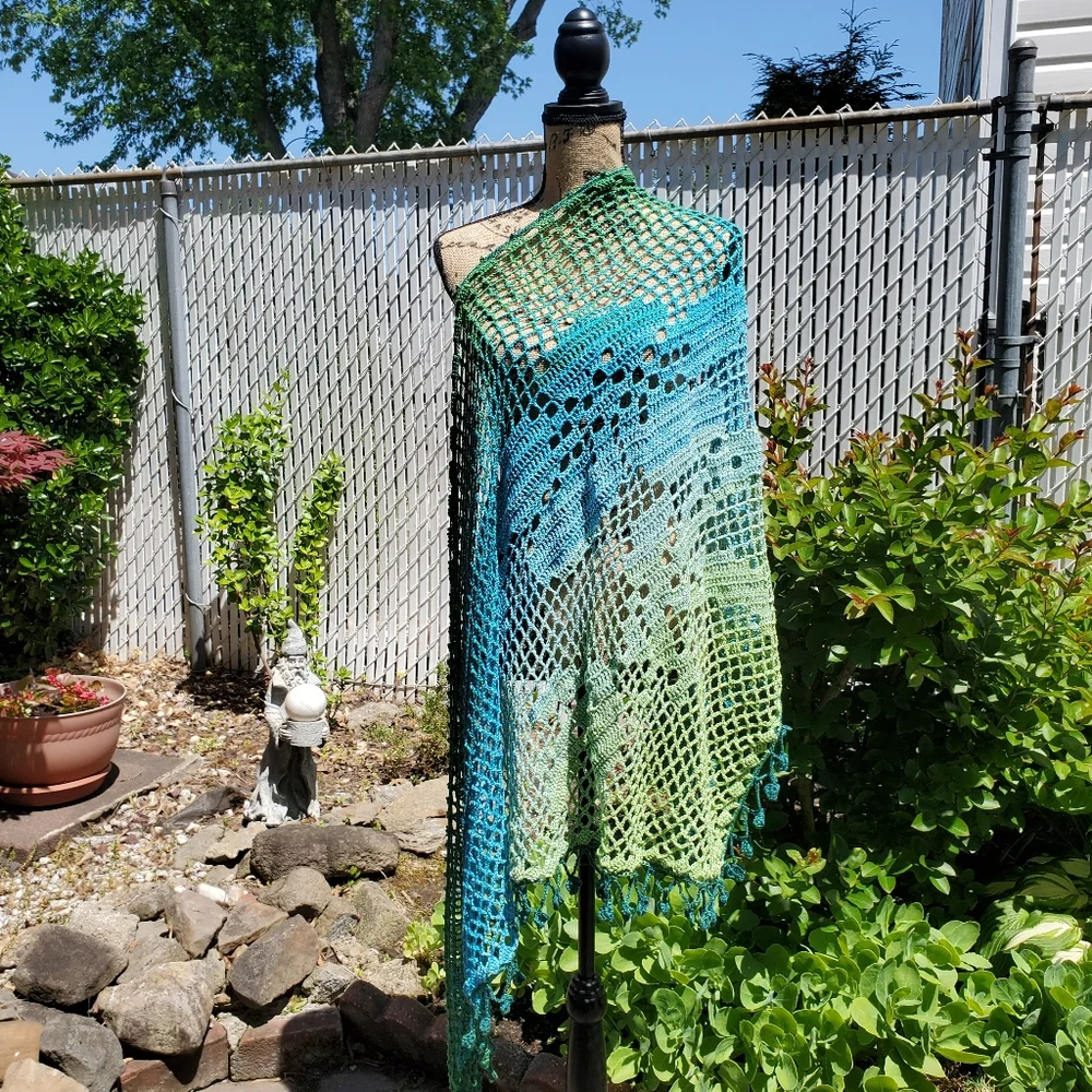 💖 New Handmade Crochet Shawl / Scarf / Pareo